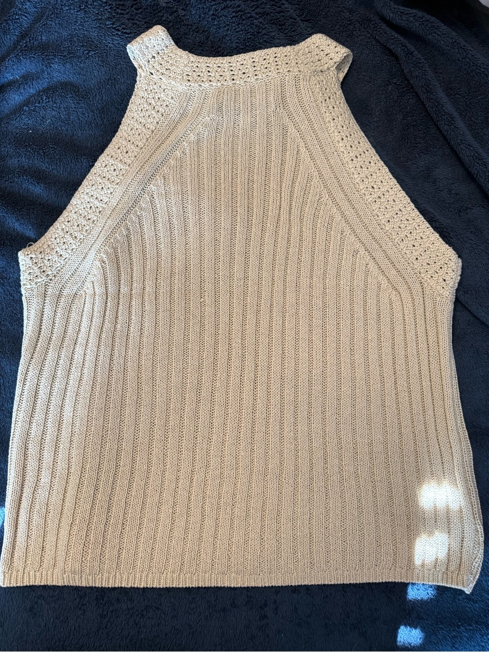LOFT Cream Sleeveless Ribbed Knit Shell - Picture 6 of 7